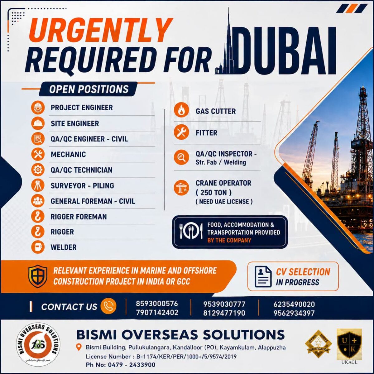 Dubai Job Vacancy – Urgent Hiring at Bismi Overseas Solutions