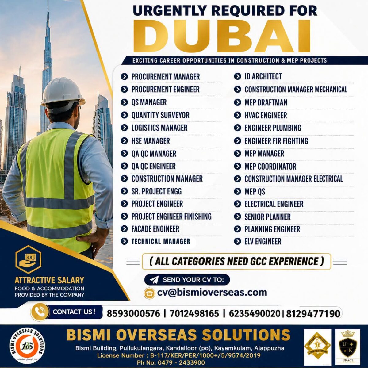 Dubai Jobs Urgently Required – Bismi Overseas Solutions