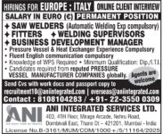 Italy Job Vacancy – Urgent Hiring at ANI Integrated Services