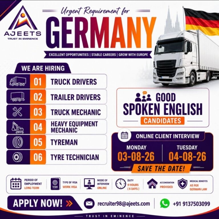 Germany Job Vacancy – Urgent Hiring for Truck Drivers at Ajeets