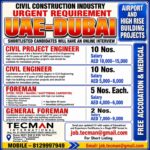 Dubai Job Vacancy – Urgent Hiring Civil Engineers at Tecman