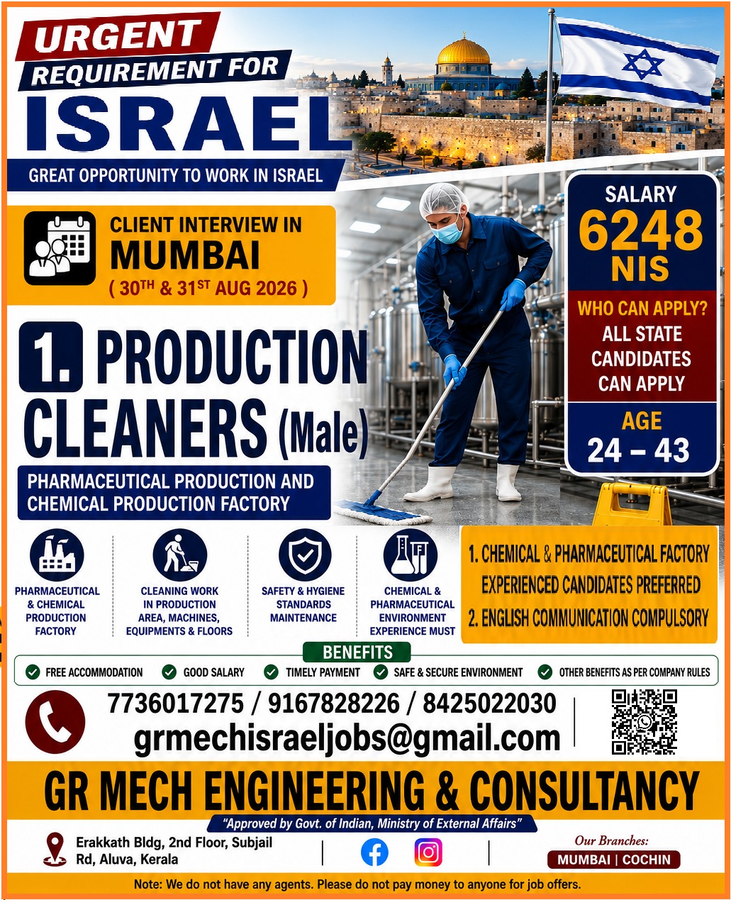 Israel Job Vacancy – Urgent Hiring at GR Mech Engineering