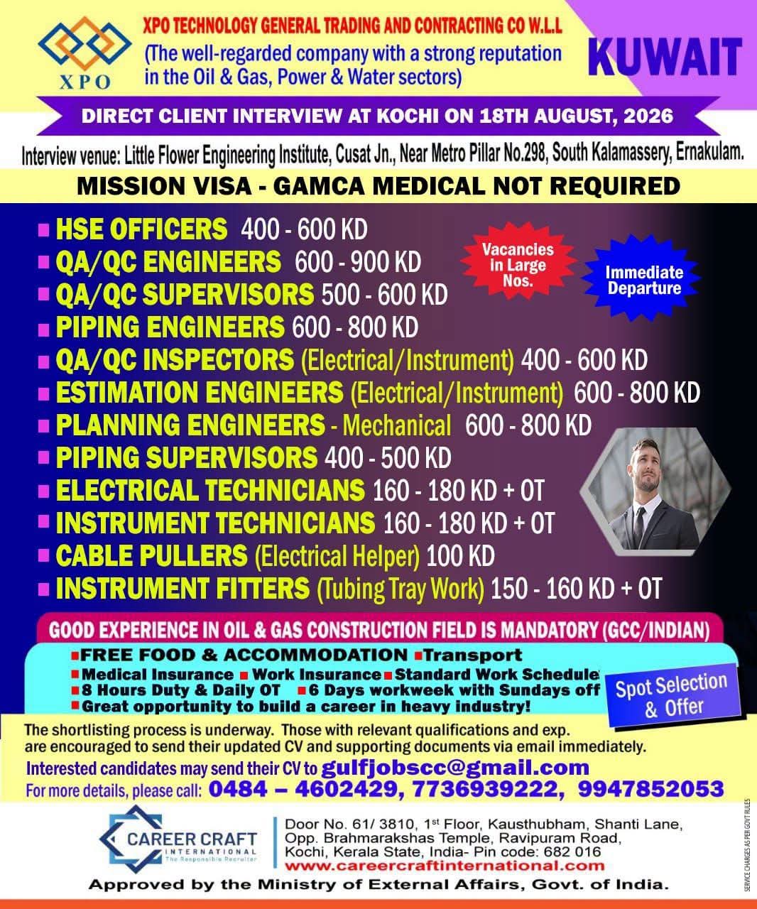 Kuwait Job Vacancy – Recruitment at Career Craft International
