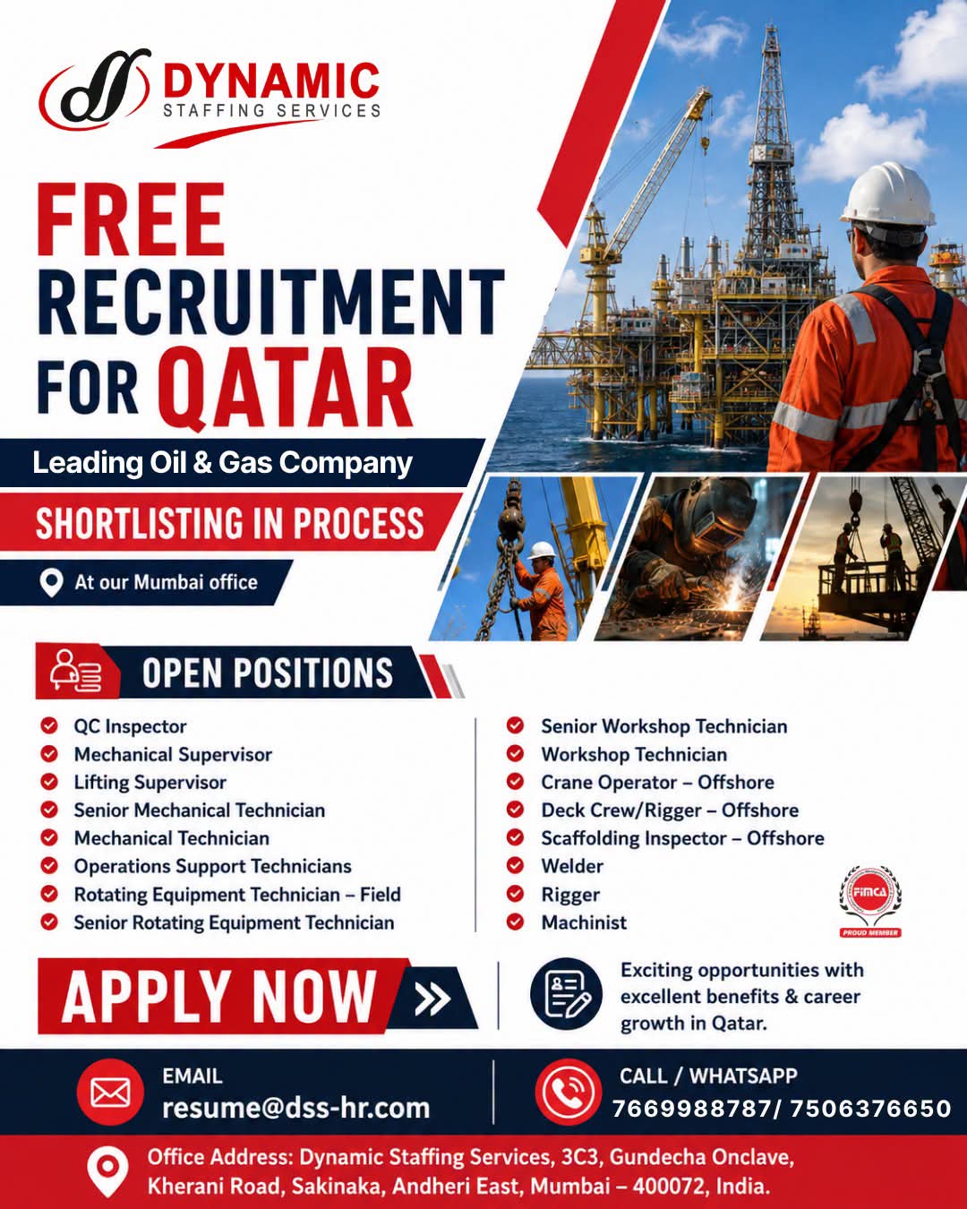 Qatar Job Vacancy – Free Recruitment at Dynamic Staffing Services