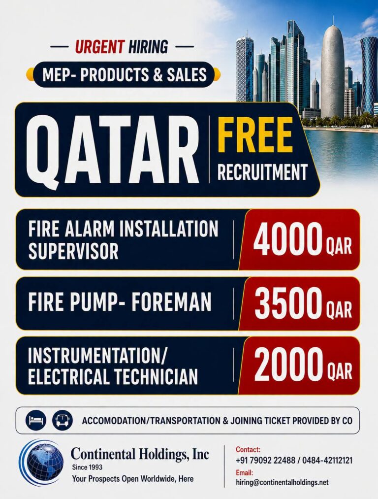 Qatar Job Vacancy – Free Recruitment at Continental Holdings