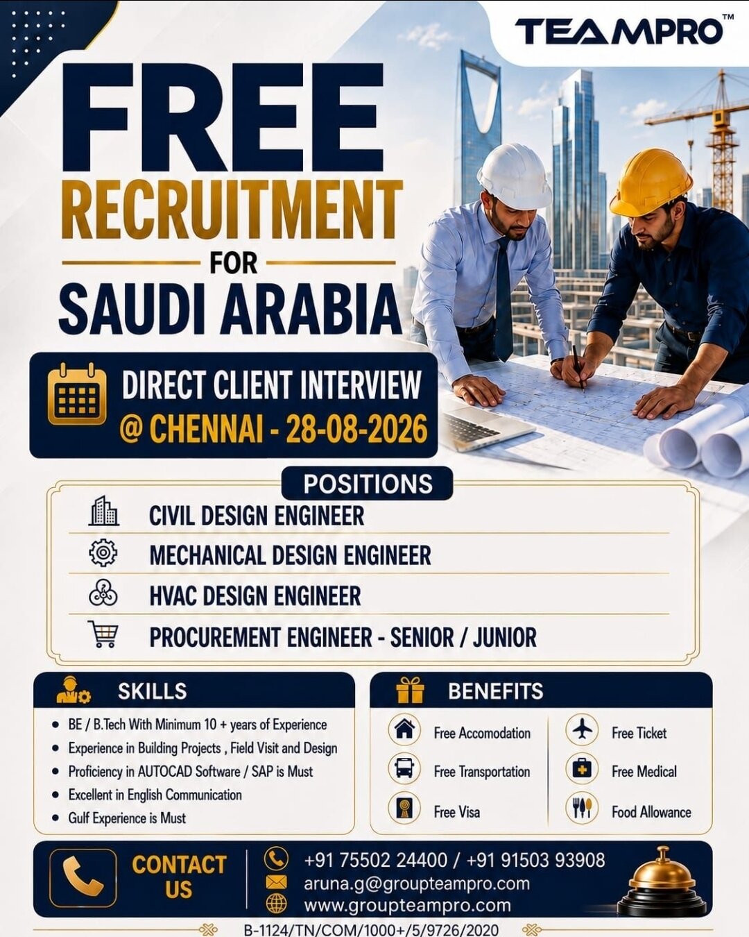 Saudi Arabia Free Recruitment – Engineering Hiring at TEAMPRO