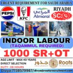 Saudi Arabia Indoor Labour Jobs – Urgent Opening