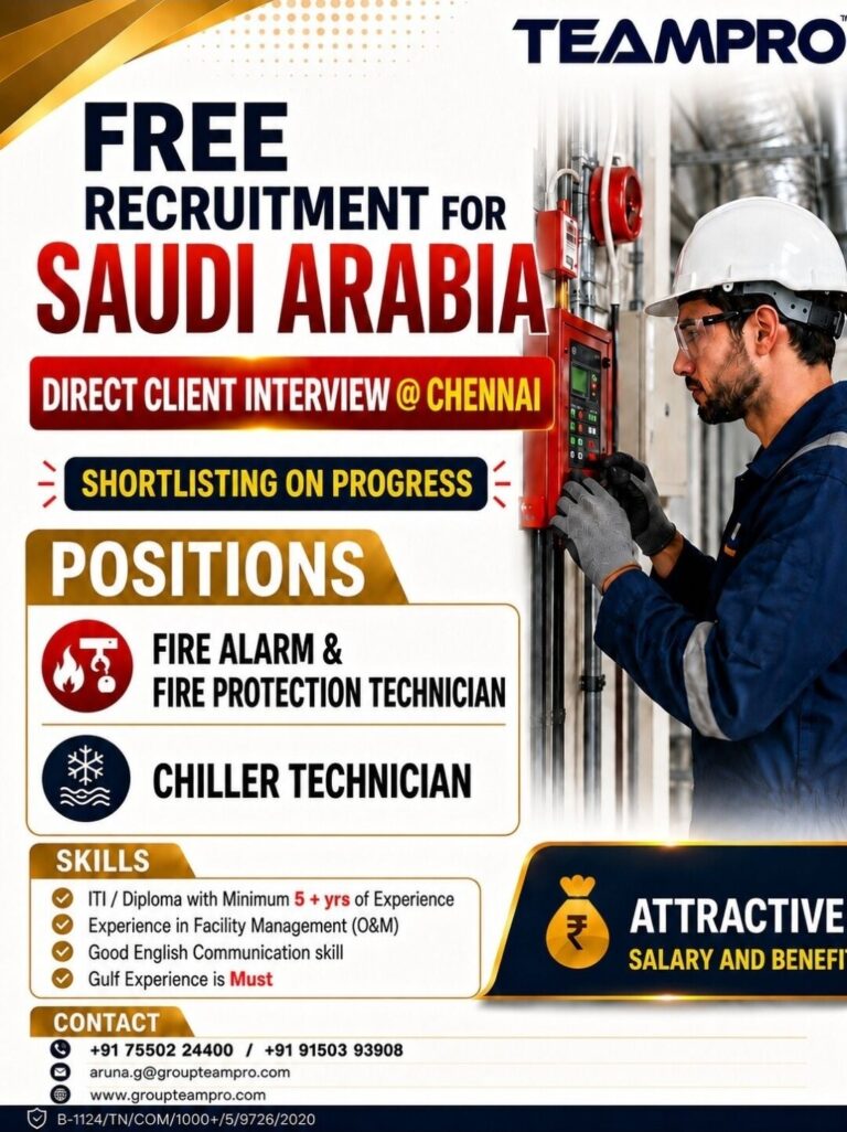 Saudi Arabia Job Vacancy – Free Recruitment at Teampro