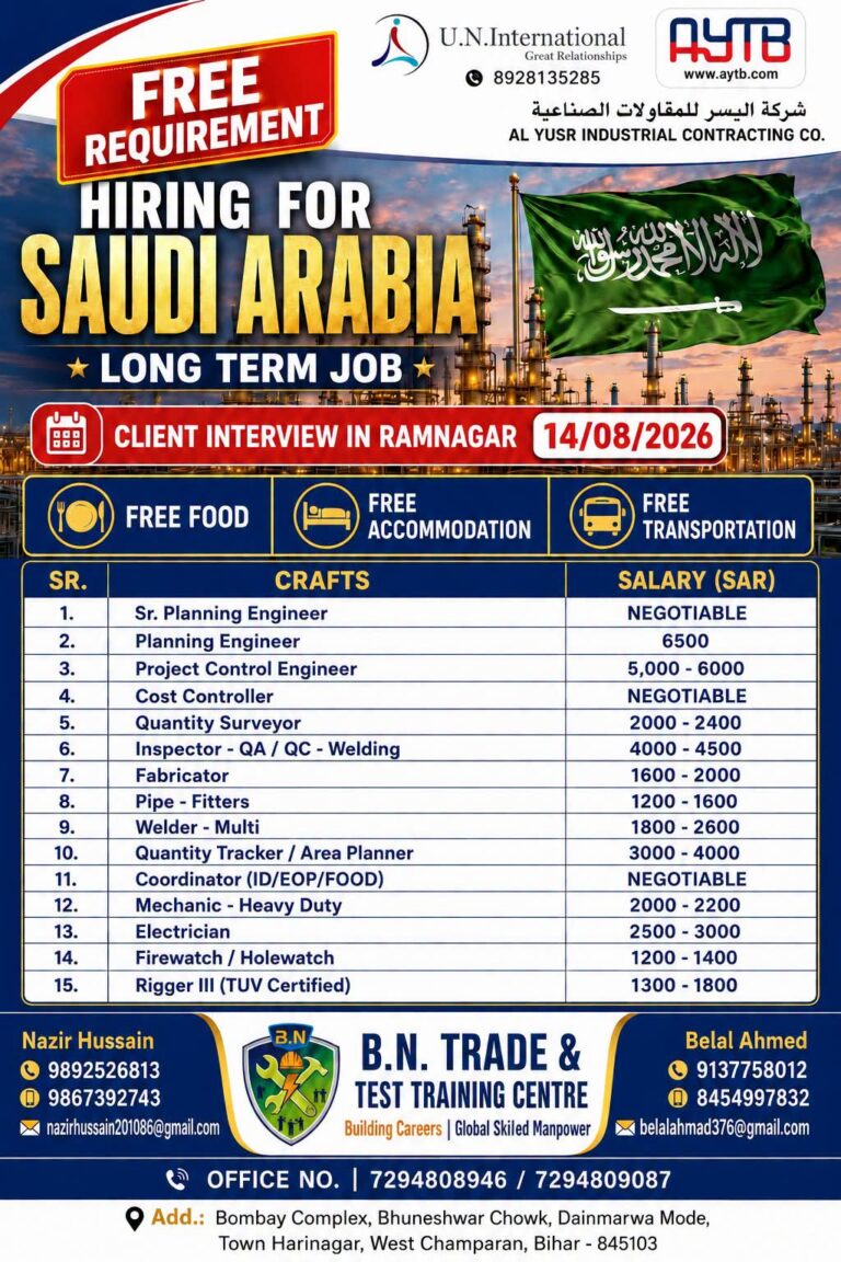 Saudi Arabia Job Vacancy - Free Recruitment at AYTB 1 Saudi Arabia Job Vacancy – Free Recruitment at AYTB