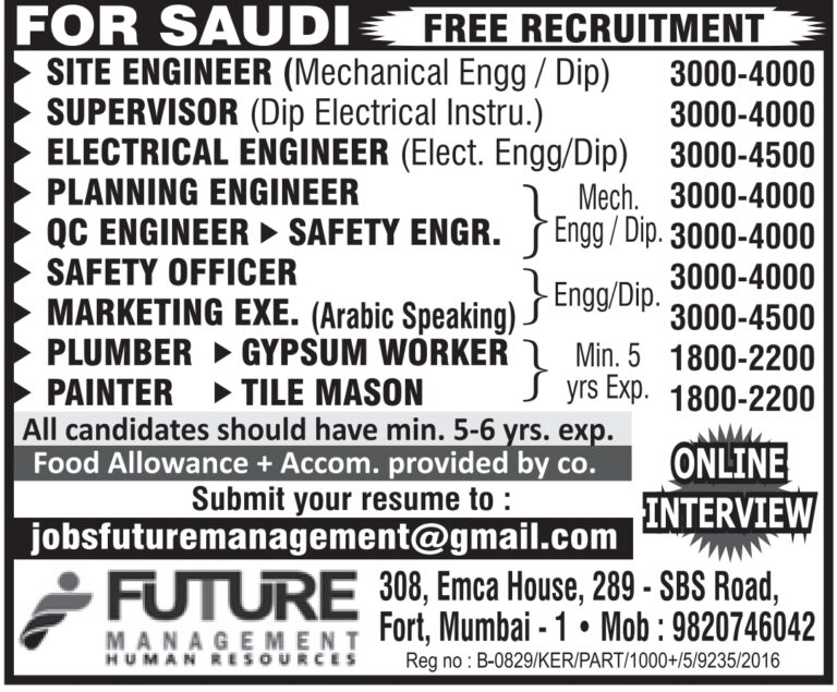 Saudi Arabia Job Vacancy - Free Recruitment at Future Management 8 Saudi Arabia Job Vacancy – Free Recruitment at Future Management
