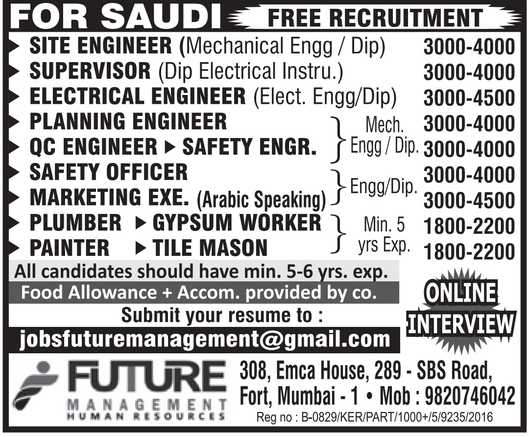 Saudi Arabia Job Vacancy – Free Recruitment at Future Management