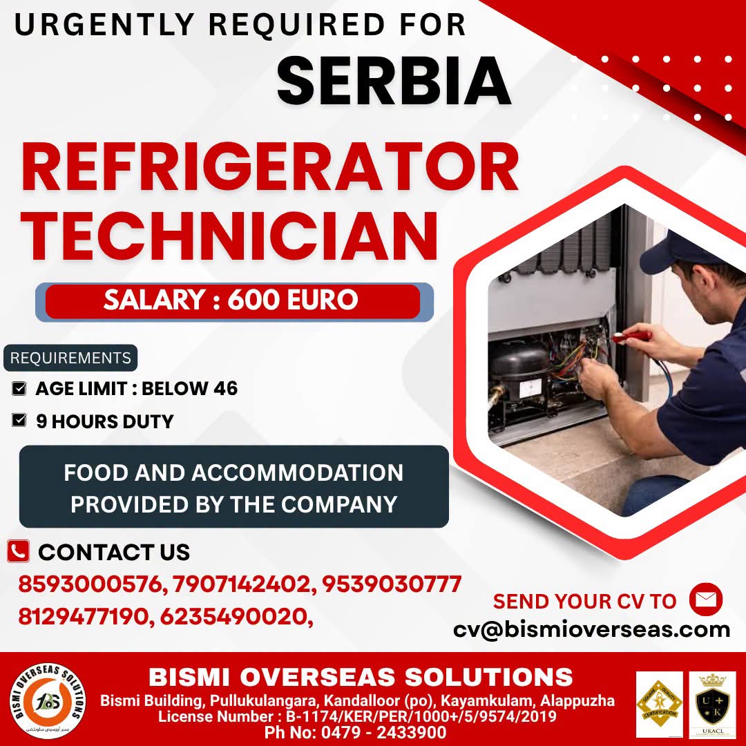 Serbia Job Vacancy – Urgent Hiring at Bismi Overseas Solutions