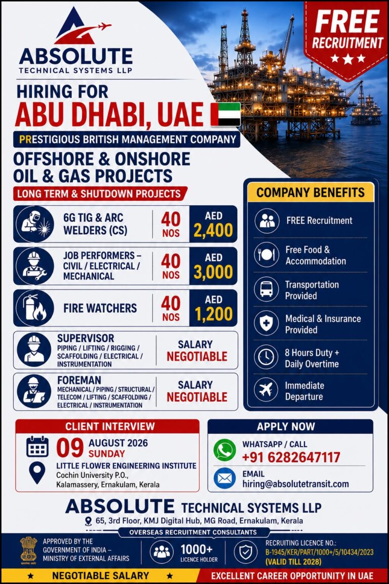 UAE Job Vacancy - Hiring at Absolute Technical Systems LLP 8 UAE Job Vacancy – Hiring at Absolute Technical Systems LLP