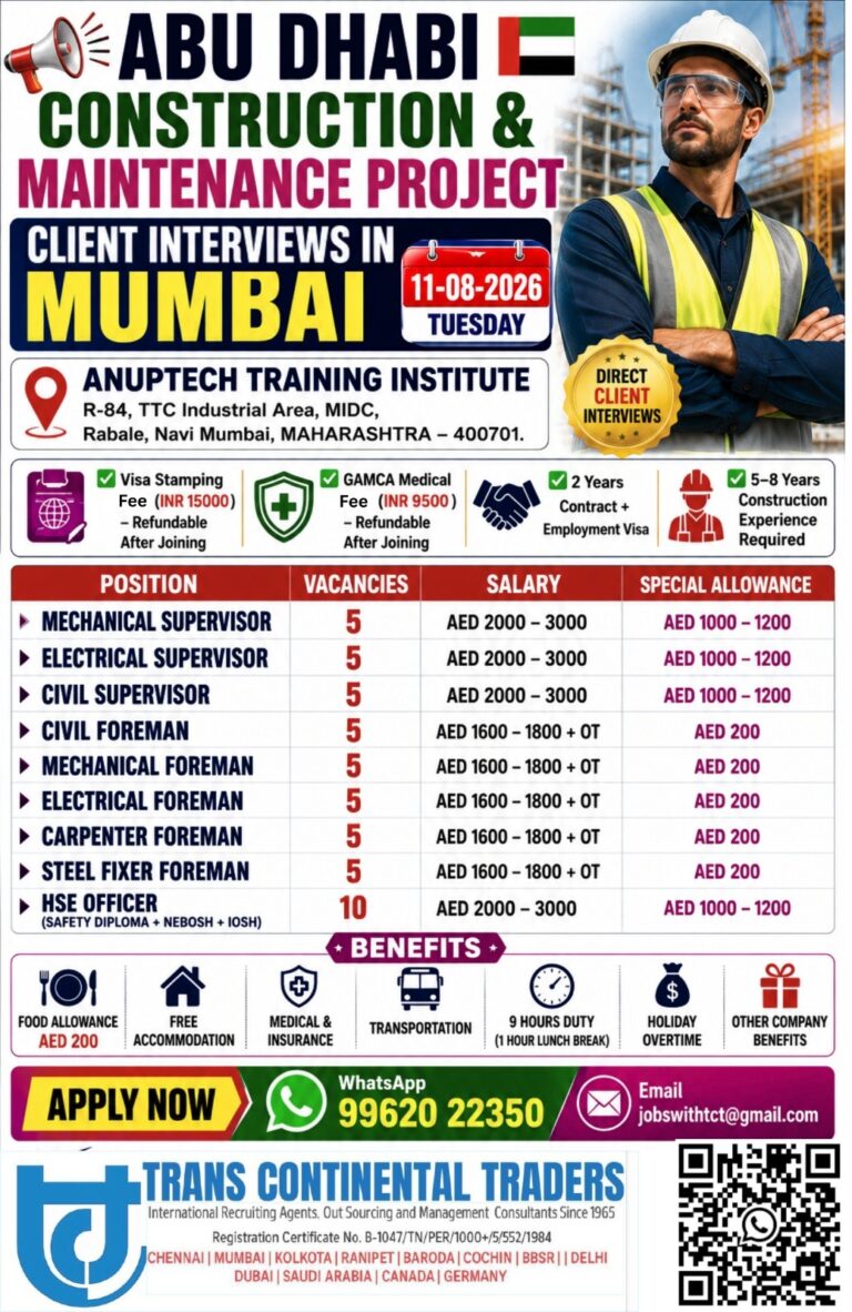 UAE Job Vacancy - Hiring for Abu Dhabi Construction Project 2 UAE Job Vacancy – Hiring for Abu Dhabi Construction Project