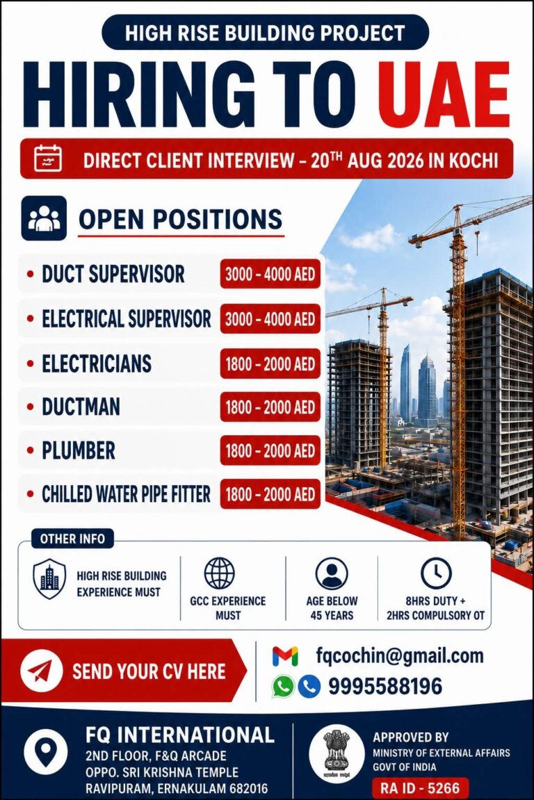UAE Job Vacancy - High Rise Building Project at FQ International 3 UAE Job Vacancy – High Rise Building Project at FQ International