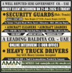 UAE Job Vacancy – Hiring Security Guards & Drivers at Aman International