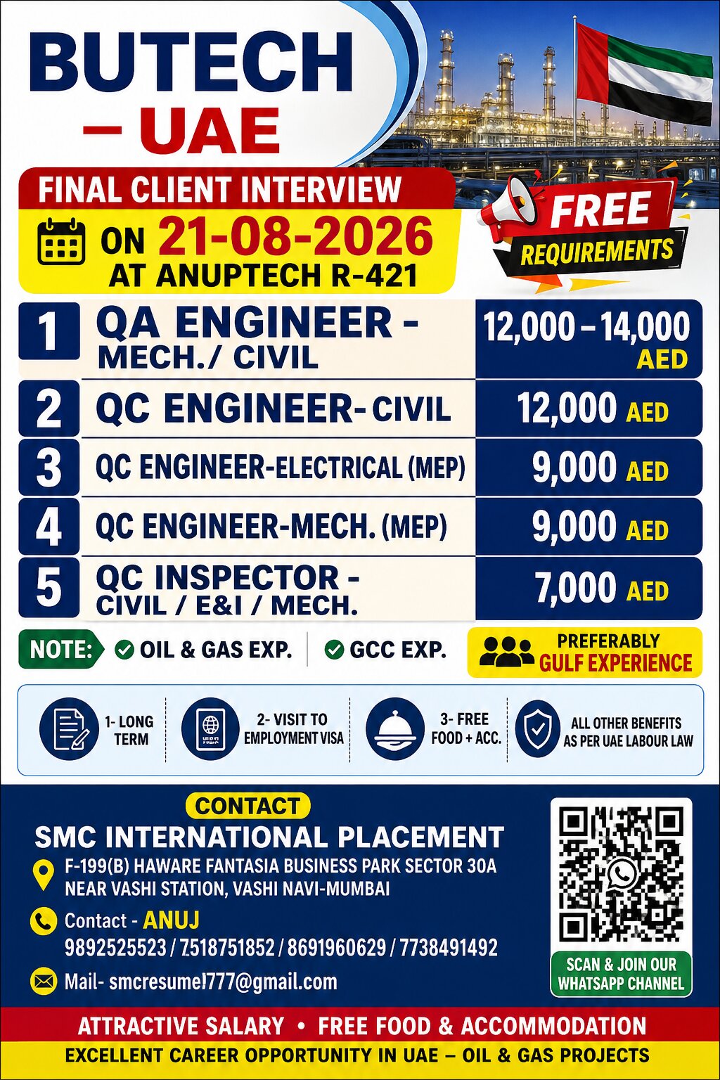 UAE Job Vacancy – Urgent Hiring at SMC International Placement