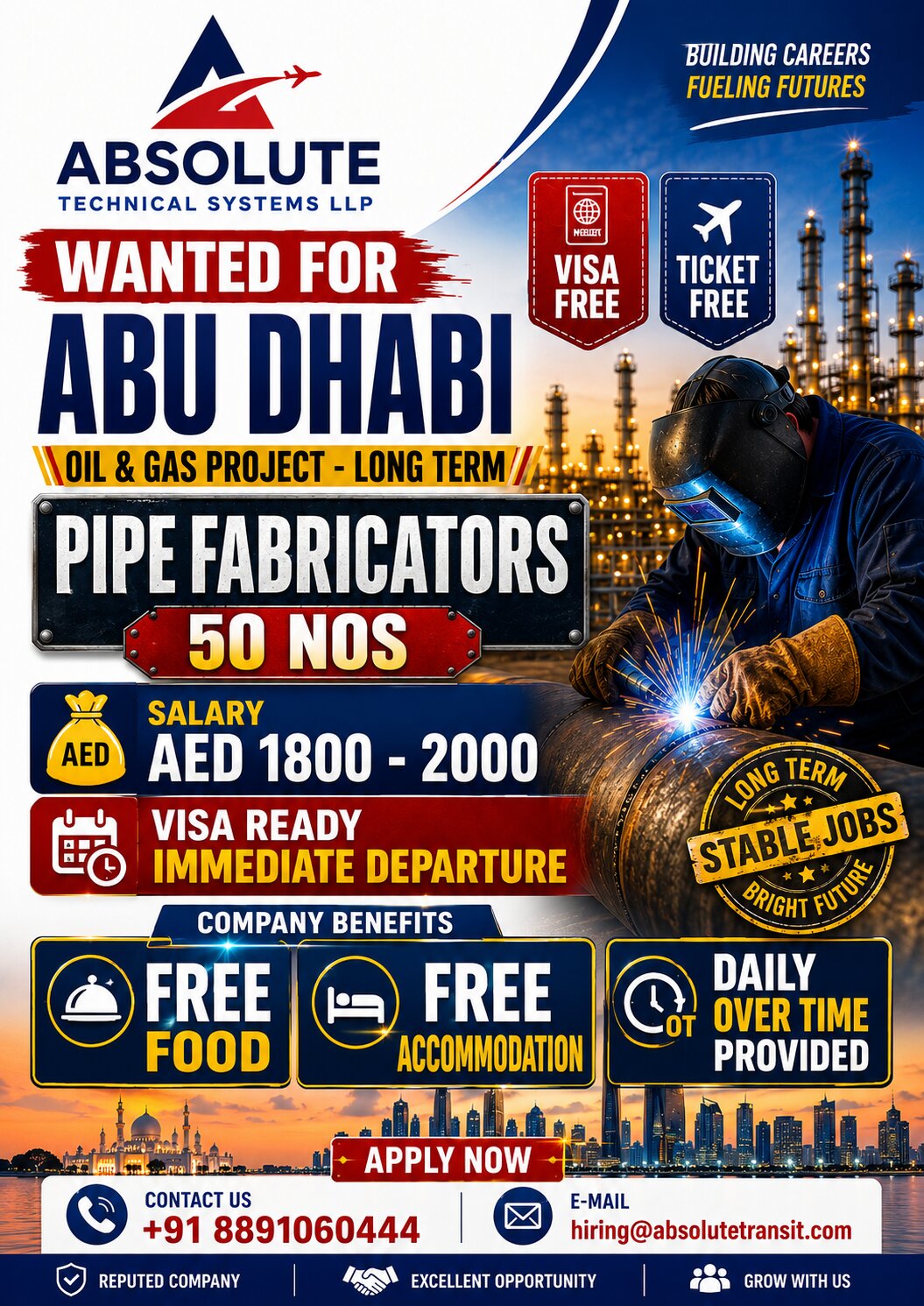 UAE Job Vacancy – Pipe Fabricators Urgently Required