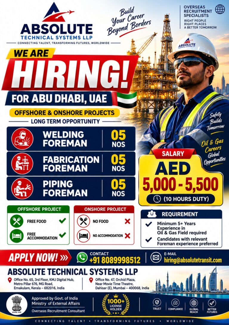 UAE Job Vacancy - Absolute Technical Systems 8 UAE Job Vacancy – Absolute Technical Systems