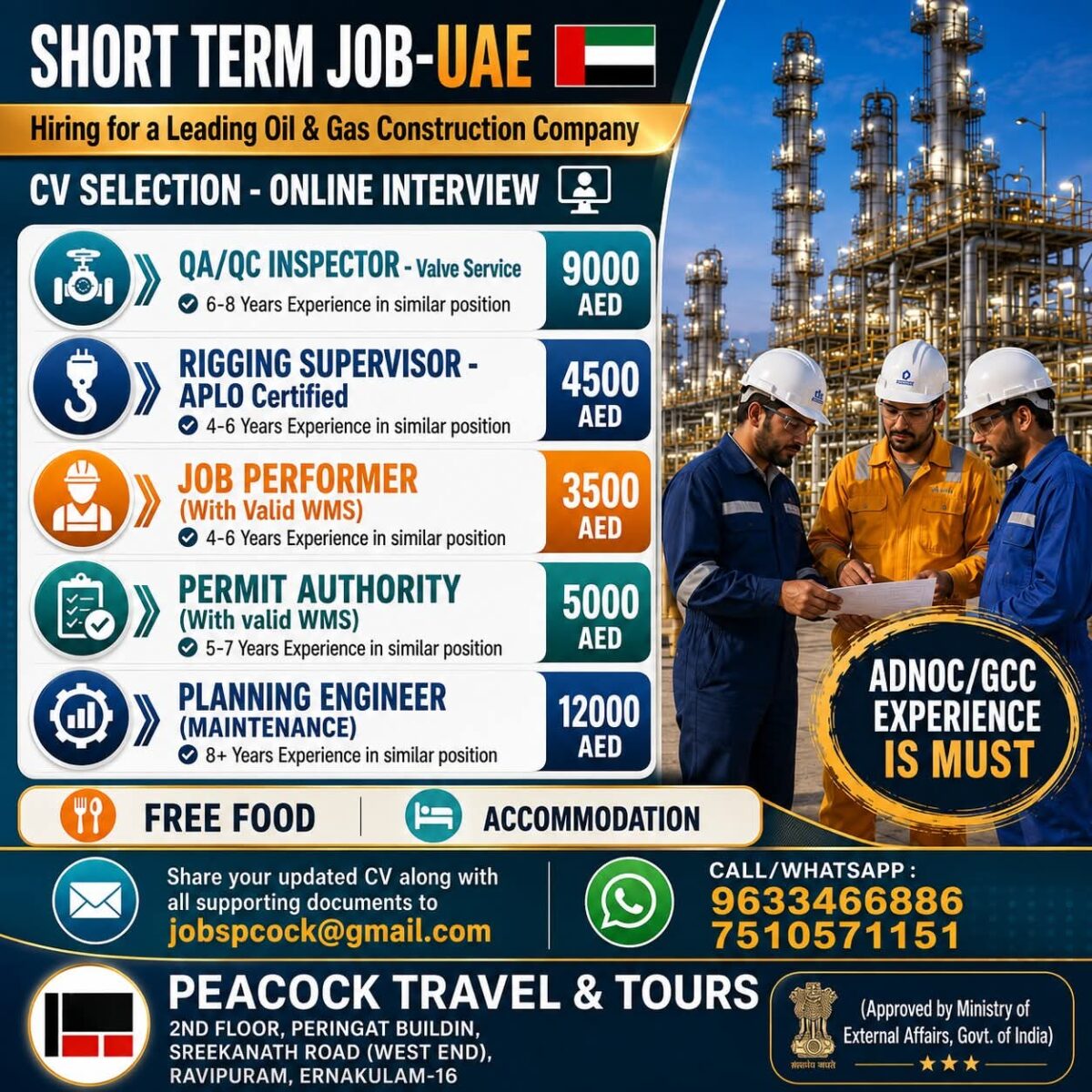 UAE Job Vacancy – Oil & Gas Construction Company