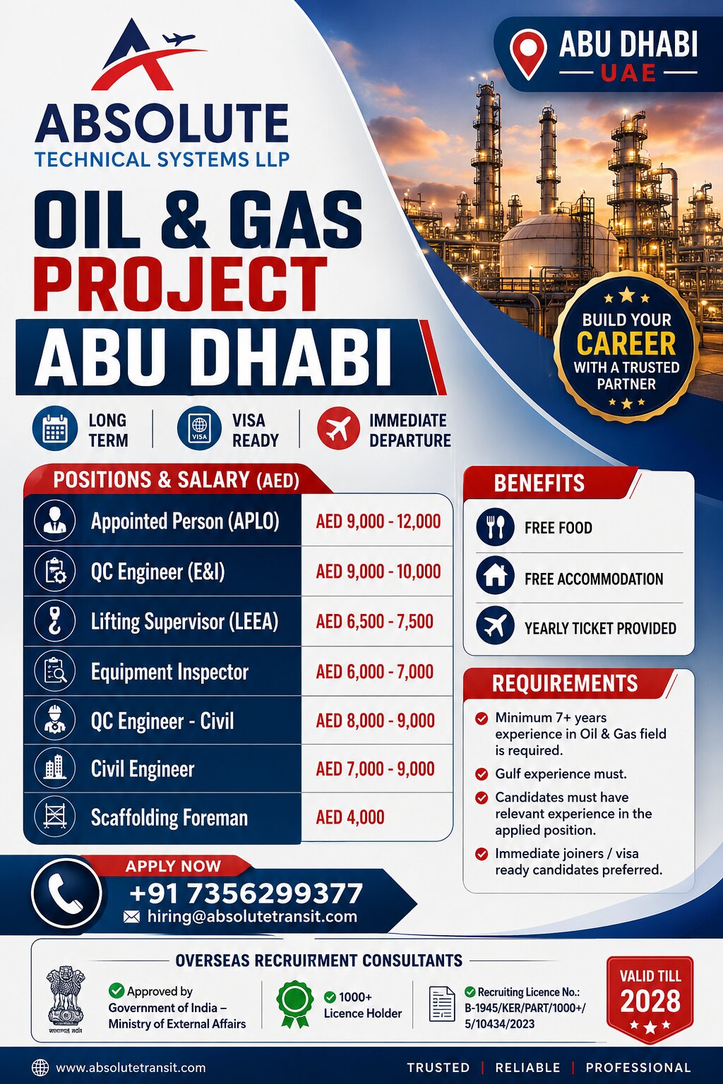 UAE Oil & Gas Project – Urgent Hiring at Absolute Technical Systems