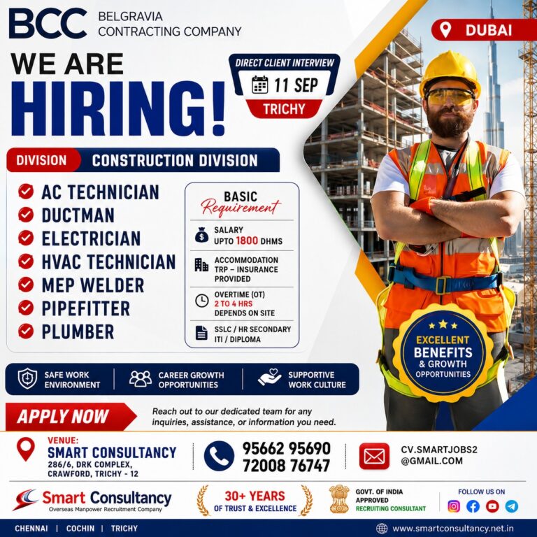Dubai Jobs Urgent Hiring – Smart Consultancy Trichy
