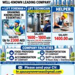Dubai Lift Technician Jobs – Urgent Requirement at Qausayn Overseas