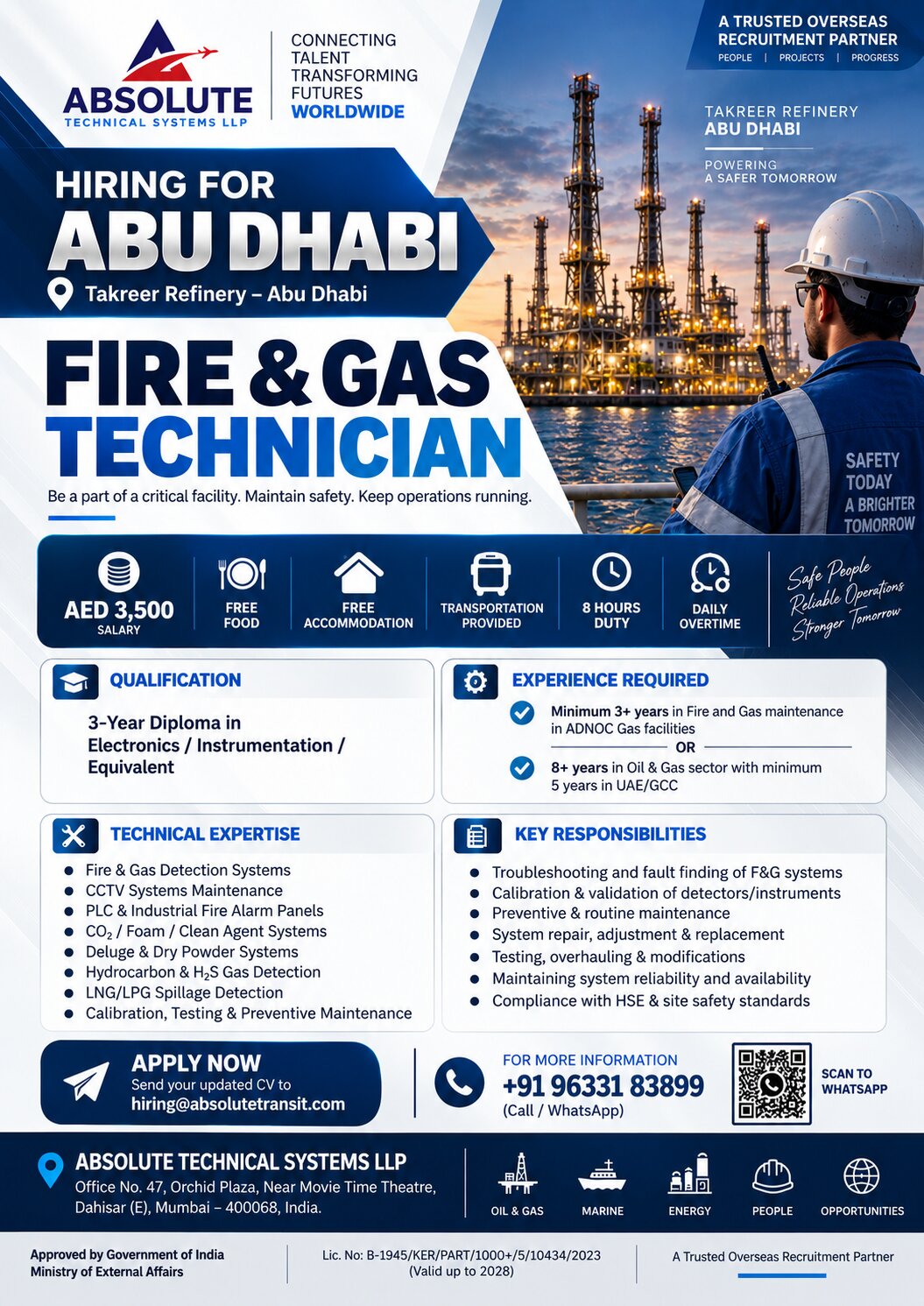 Fire & Gas Technician Jobs in Abu Dhabi – Absolute Technical