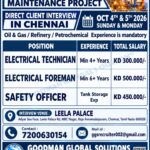 Kuwait Maintenance Project Jobs – Direct Client Interview in Chennai