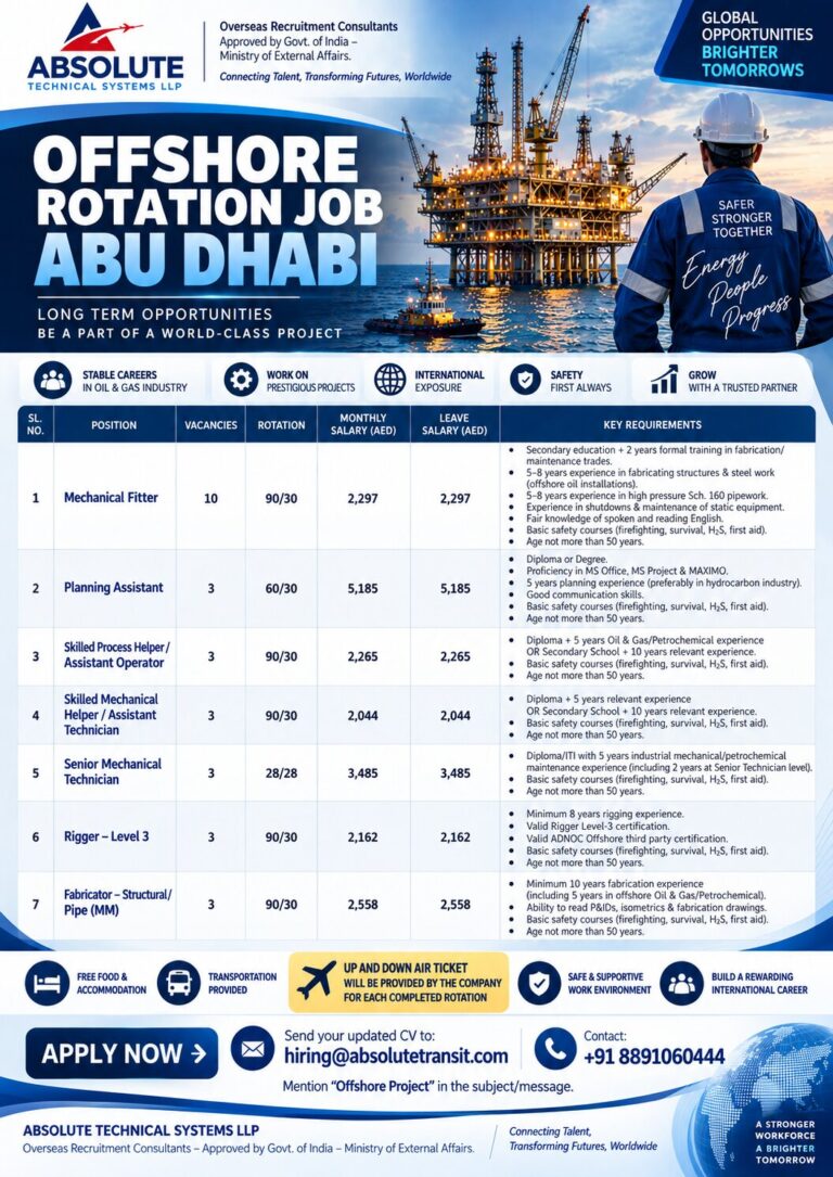 Offshore Job Vacancy in Abu Dhabi – Absolute Technical Systems
