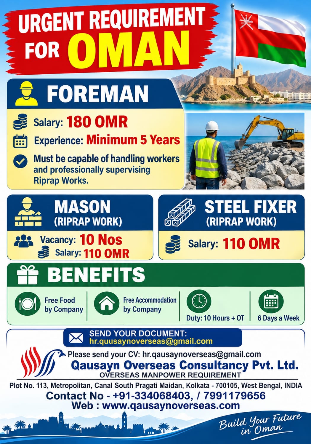 Oman Job Vacancy – Urgent Hiring at Qausayn Overseas