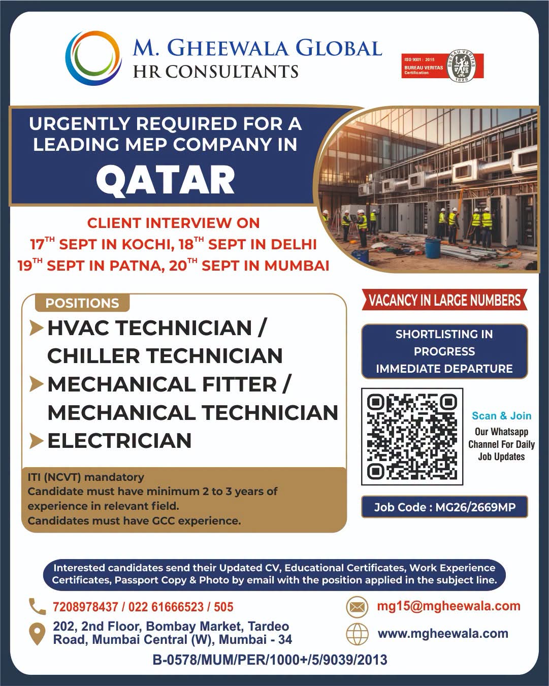 Qatar Job Vacancy – Urgent Hiring at M. Gheewala Global