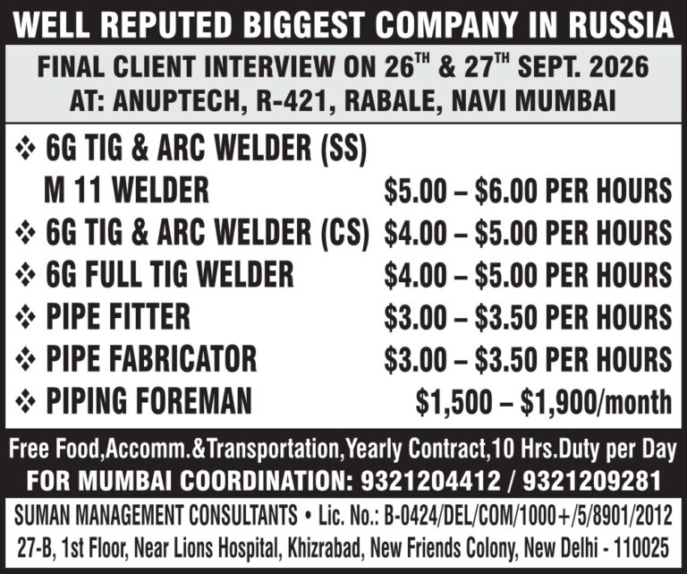 Russia Job Vacancy – Final Client Interview at Suman Management