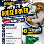 Saudi Arabia House Driver Jobs – Urgent Requirement