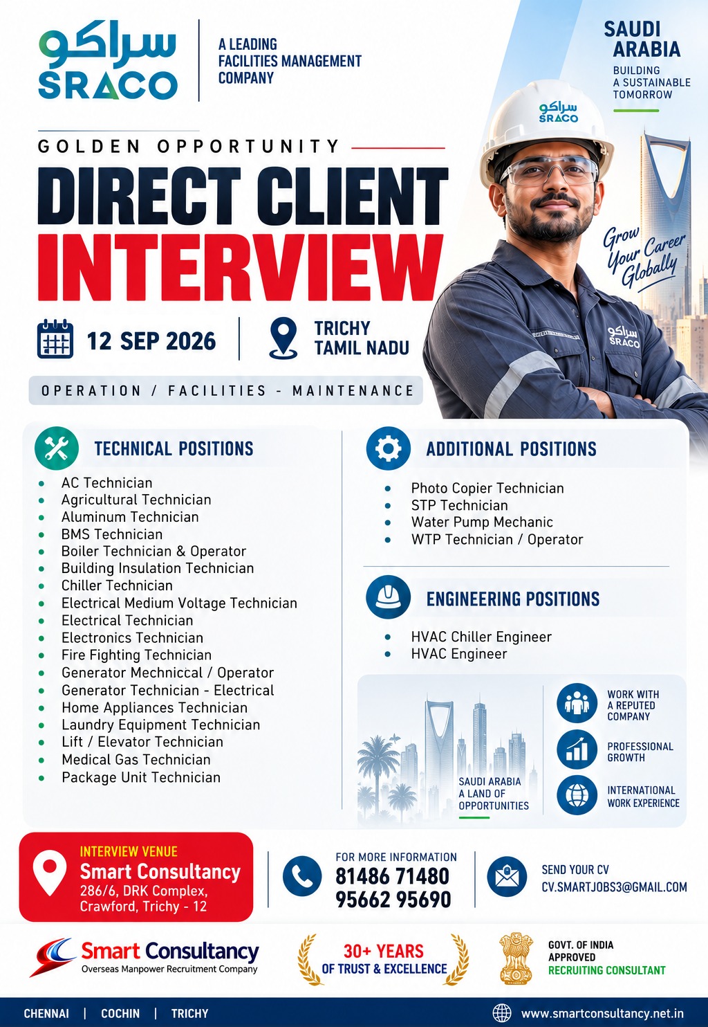 Saudi Arabia Job Vacancy – Direct Client Interview at Smart Consultancy