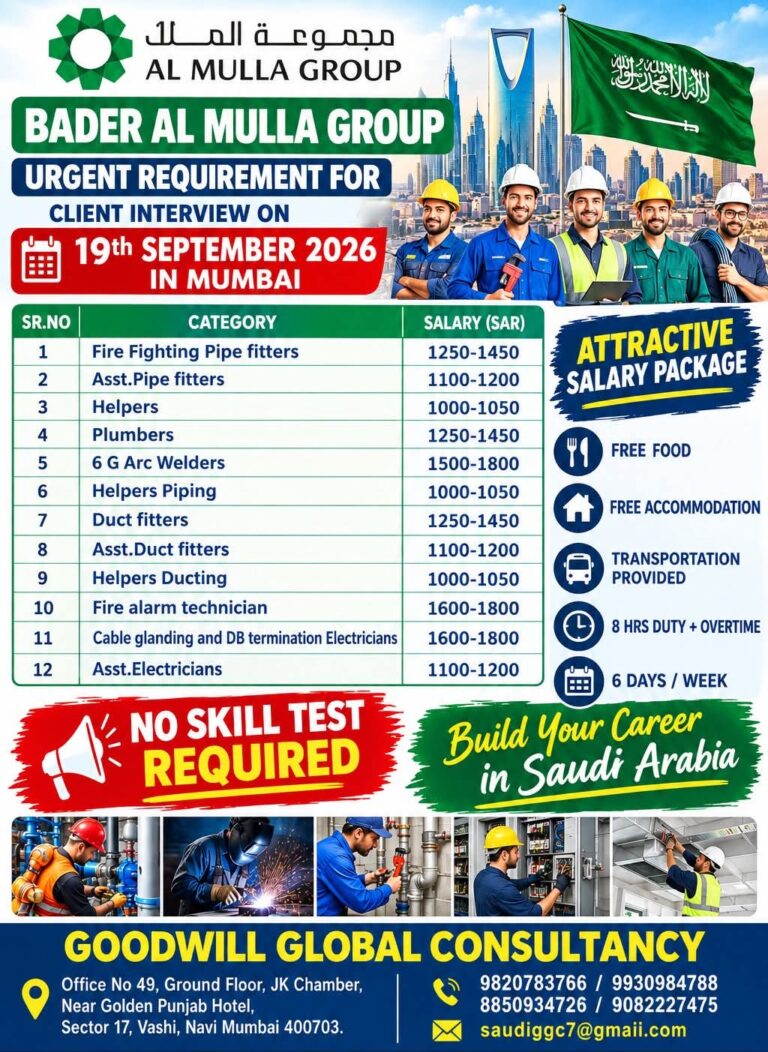 Saudi Arabia Job Vacancy - Urgent Hiring at Goodwill Global Consultancy 6 Saudi Arabia Job Vacancy – Urgent Hiring at Goodwill Global Consultancy