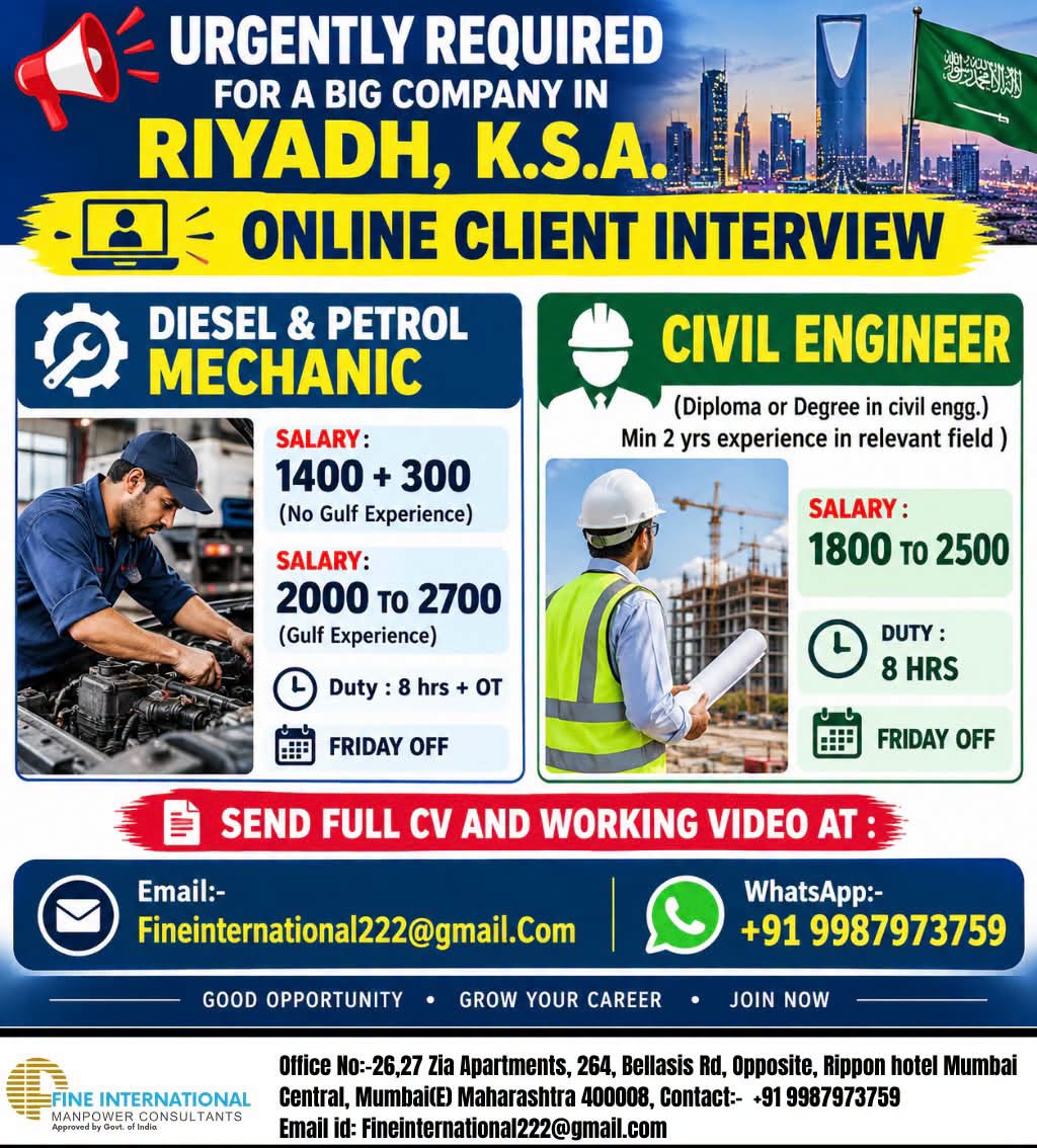Saudi Arabia Job Vacancy – Fine International