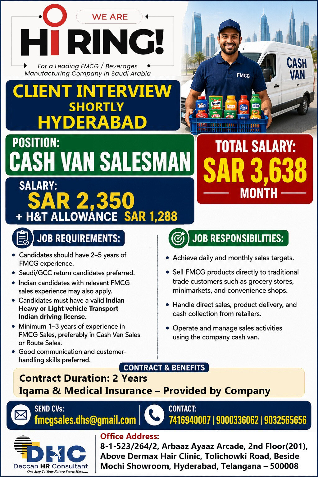 Saudi Arabia Job Vacancy – Cash Van Salesman Jobs at Deccan HR