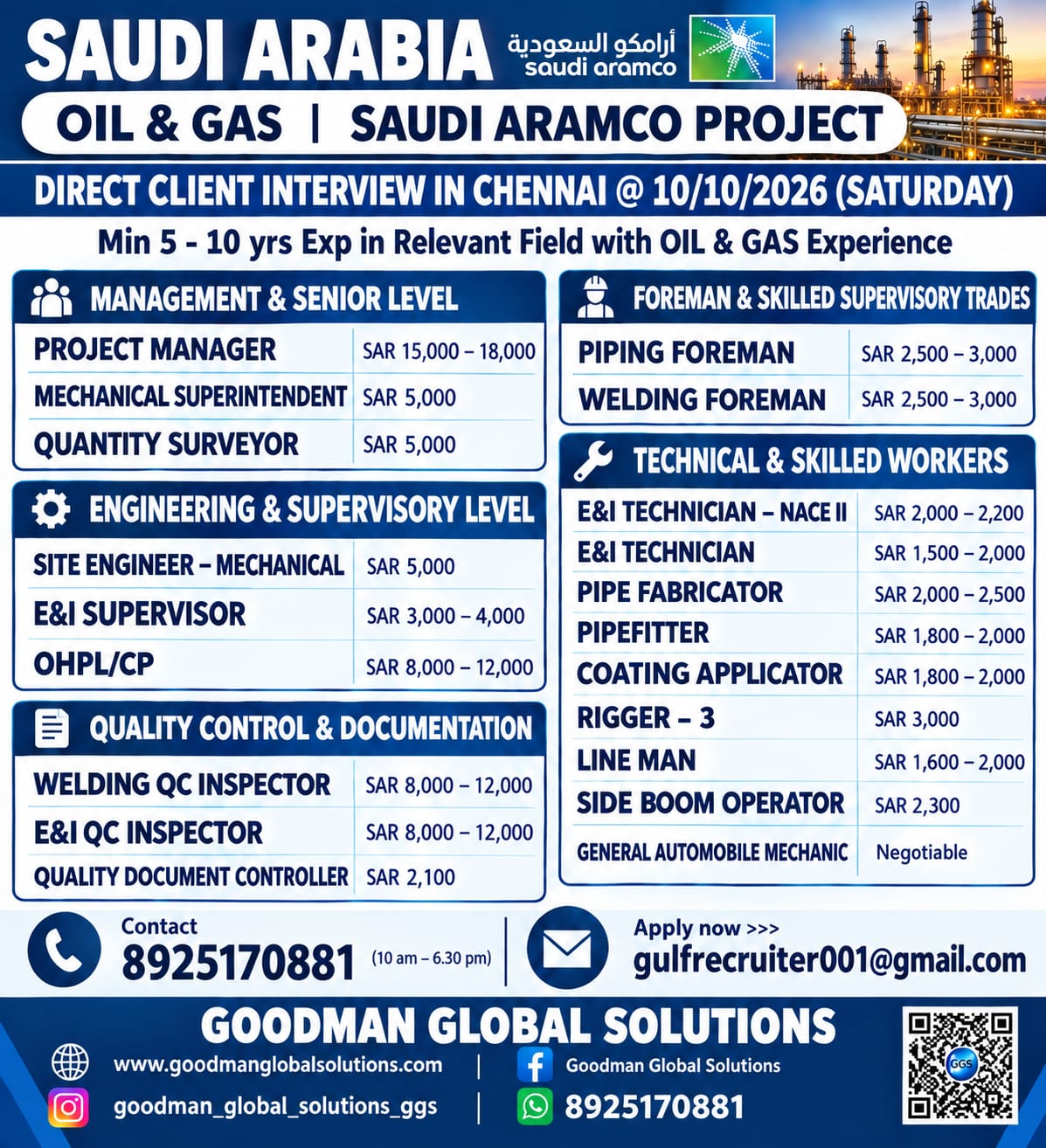 Saudi Arabia Oil & Gas Jobs – Goodman Global Solutions