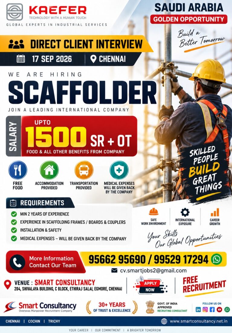 Saudi Arabia Scaffolder Jobs – Direct Client Interview