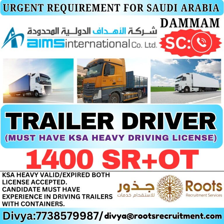 Saudi Arabia Trailer Driver Jobs at Roots Recruitment