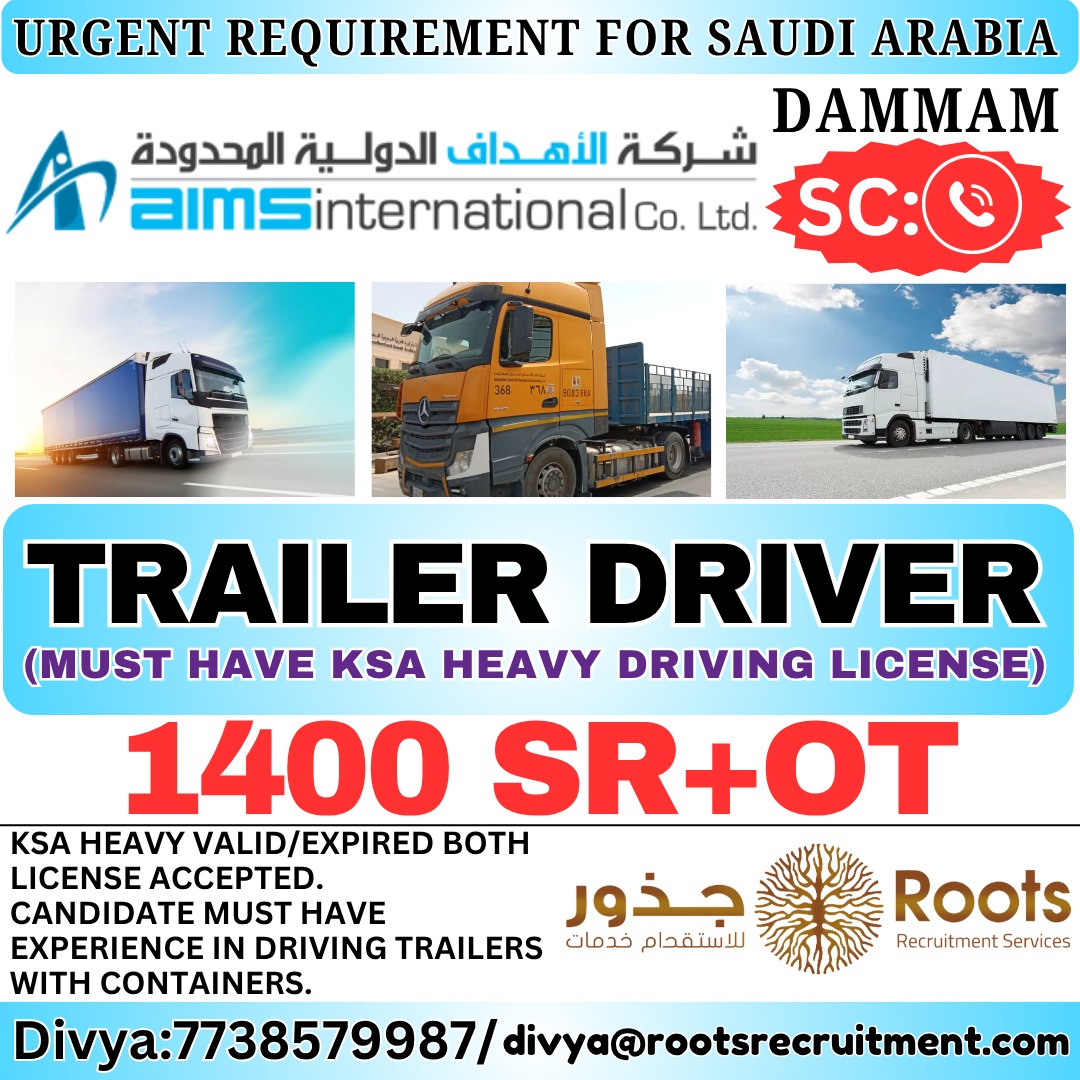 Saudi Arabia Trailer Driver Jobs at Roots Recruitment