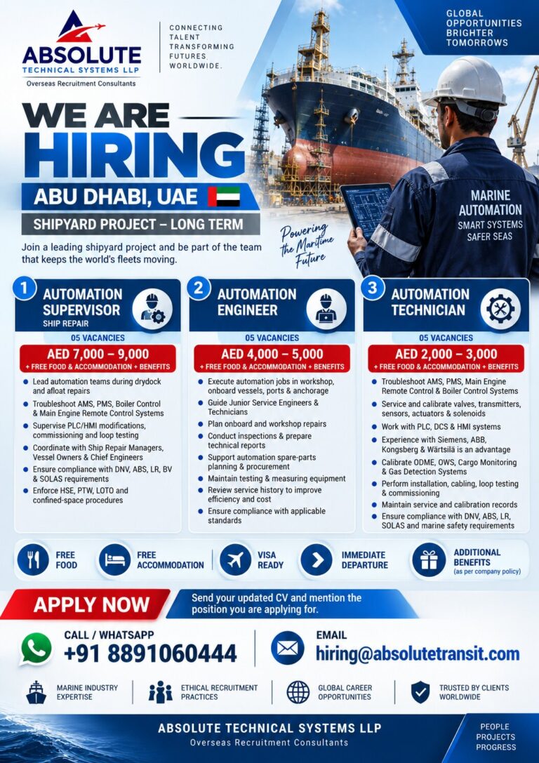 UAE Job Vacancy – Marine Automation Jobs at Absolute Technical Systems