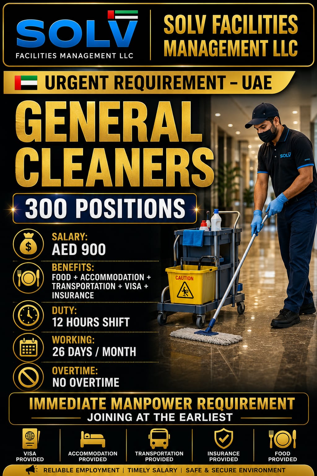 UAE Job Vacancy – General Cleaners Urgently Required