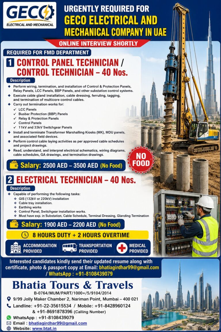 UAE Job Vacancy - Urgent Hiring at Bhatia Tours & Travels 7 UAE Job Vacancy – Urgent Hiring at Bhatia Tours & Travels