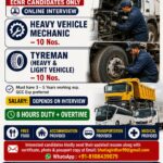 UAE Job Vacancy – Heavy Vehicle Mechanic & Tyreman Jobs