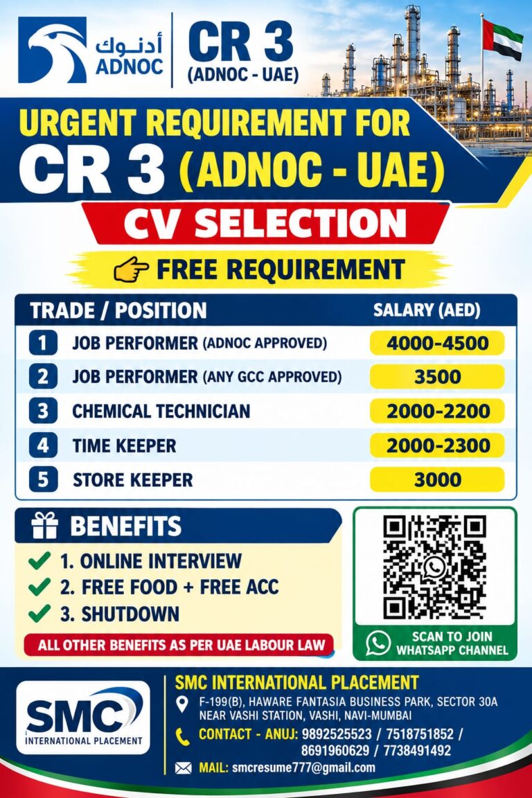 UAE Job Vacancy - Urgent Hiring at SMC International Placement 3 UAE Job Vacancy – Urgent Hiring at SMC International Placement