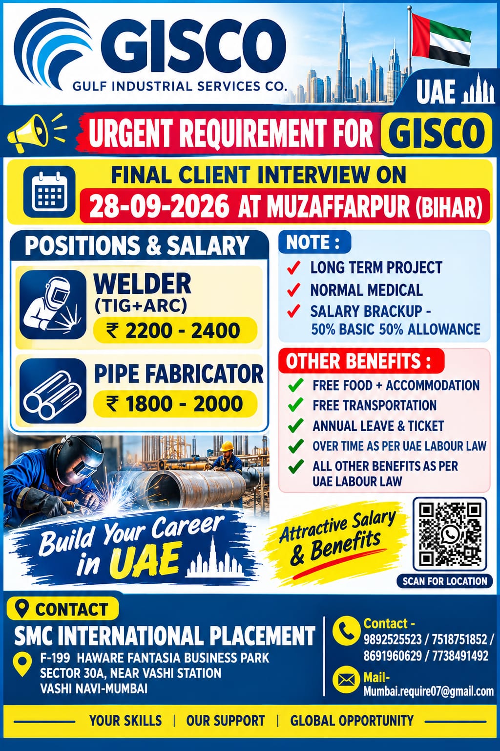 UAE Job Vacancy – Urgent Hiring at SMC International Placement