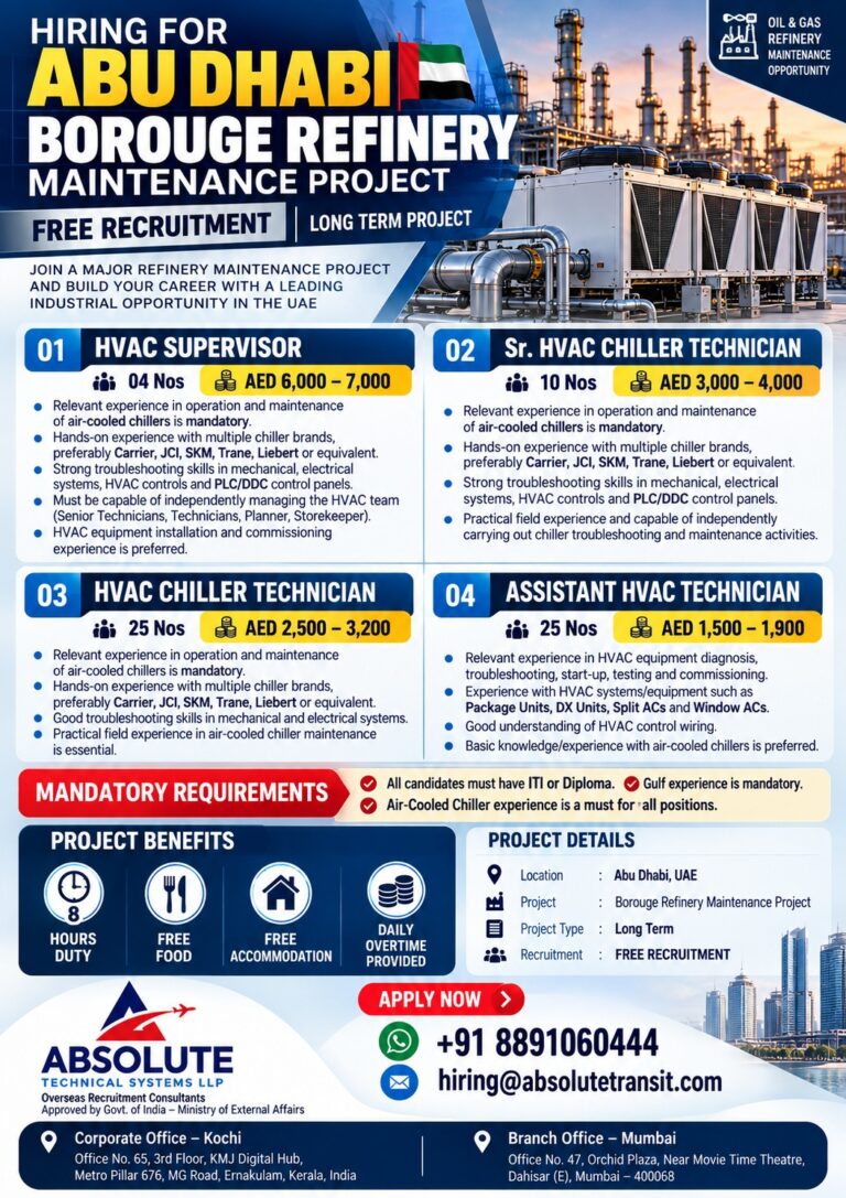 UAE Job Vacancy - HVAC & Chiller Technician Hiring 1 UAE Job Vacancy – HVAC & Chiller Technician Hiring