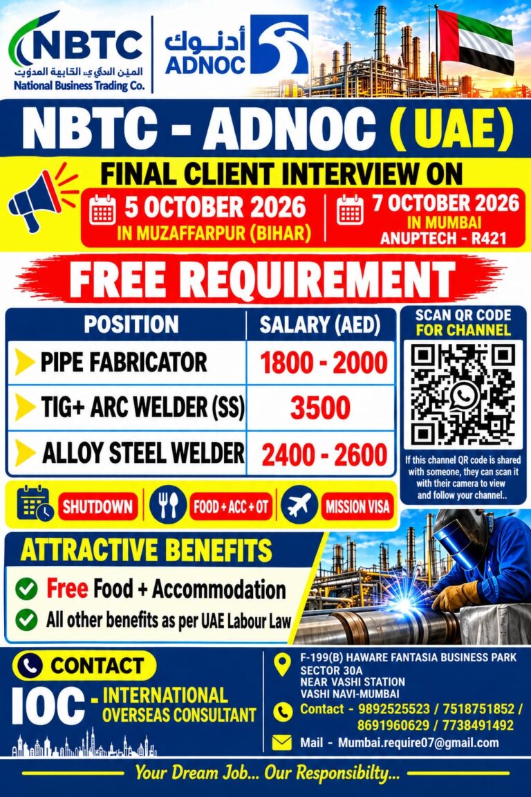 UAE Job Vacancy – NBTC ADNOC Final Client Interview